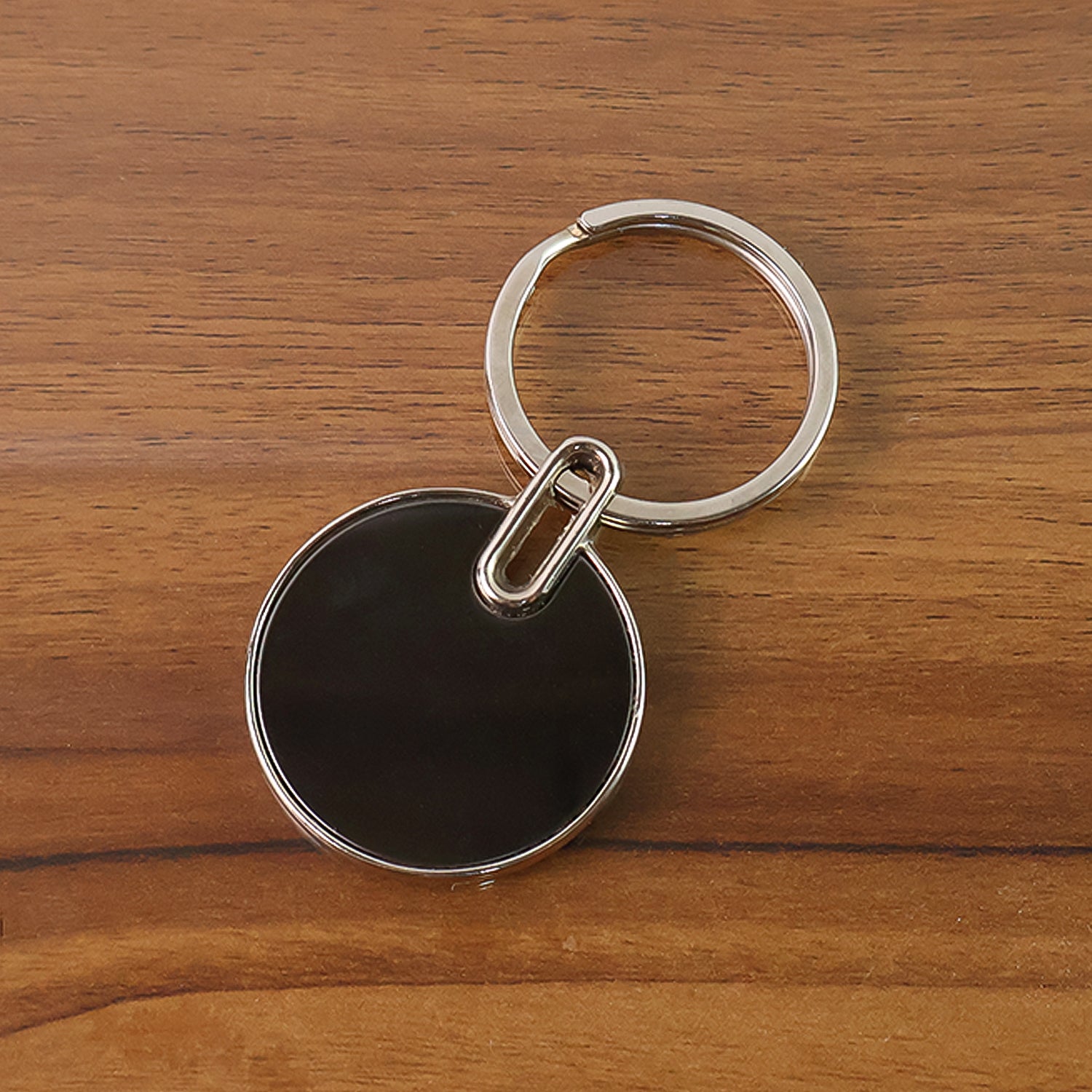 Sleek Black Round Metal Keychain (1 Pc) Sleek Black Round Metal Keychain (1 Pc)